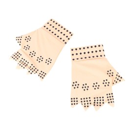 TOVINANNA Arthritis Pressure Gloves Half-Finger Magnetic Therapy Anti-Slip Recovery Gloves for Joint Support Beige Color Adjustable Size for Daily Use