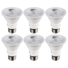 (Pack of 6) KOR LED PAR20 Light Bulbs, 8W (Replaces 50W 50PAR20), 4000K Cool White, Dimmable, E26 Base, Waterproof Indoor/Outdoor Use, UL & Energy Star