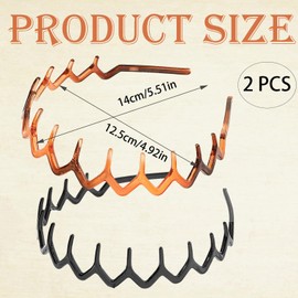 2Pcs Elastic Non Slip Zig Zag Headband for Women Girls, Fashionable Ladies Teeth Wavy Hair Comb Headband Zigzag (Amber and Black)