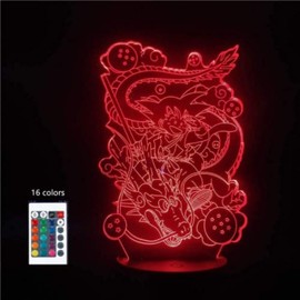 YADILLO Novelty 3D Anime-Style Action Hero & Dragon Night Light - Touch/Remote Control, 16 Color Changing LED, Acrylic Base - Kids Bedroom Decor