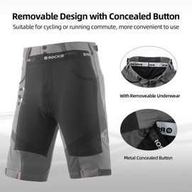 ROCKBROS Mountain Bike Shorts MTB Bike Shorts for Men Padded Mountain Bike Shorts Dark Gray