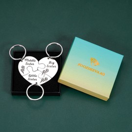 3PCS Sister Keychain Sister Gifts from Sister Birthday Gifts from Sister in Law Wed Big Sister Gifts for Girls Little Sister Big Sister Matching Keychain Sibling Christmas Stocking Stuffers for Adults