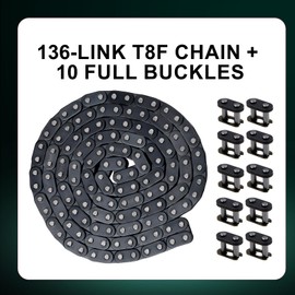 T8F Drive Chain 136 Links, Master Link Sturdy Alloy Roller Chain Connector, Heavy Duty Quick Split Connecting Chain for Pit Dirt Bike ATV Motorcycle Bicycle Auto