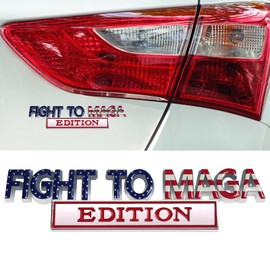 Fight to MAGA Edition Car Decals,3D Raised Metal Car Emblems,Personality Letter Logo Car Badges with Strong Adhesive,Exterior Auto Decor Embossed Stickers for Truck SUV RV,Red Blue White