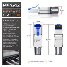 10 Pack RJ45 Connector Cat 6 Cat 7 Cat 8.1, RJ45 Pass Through Connectors Gold Plated, RJ45 Modular Plugs For Solid Or Stranded Network Patch Ethernet cables EIA/TIA-568A and 568B 23, 26 AWG LAN 40Gbps