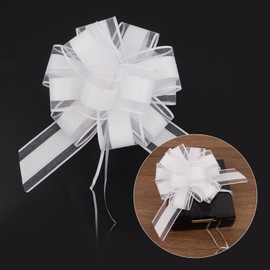 White Bows for Gift Wrapping Pull Bows 12 Pieces Large Big 6 Inch Ribbon Bows, Birthday Gift Wrap, Weddings, Baby/Bridal Showers, Valentine