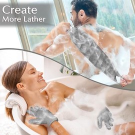 Anezus Que Obtendrás Paquete Viene Exfoliante Corporal Baño Par Guantes Color Gris Accesorios Perfectos Mujeres Hombres