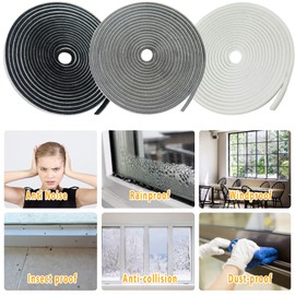 65FT Brush Weather Stripping, Neat Pile Self Adhesive Seal Strip for Windows and Door, Weatherstrip for Soundproofing, Windproof, Dustproof, Stronger Stickiness, 0.35'' Wide x 0.35'' Thick, Grey