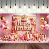BlissYard Pink Gold Happy Birthday Banner Backdrops Cloth 71x43 inch