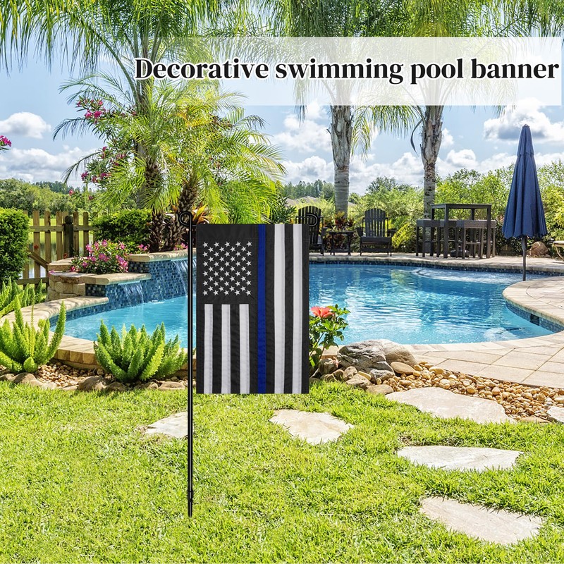 MCFULL 12x18 Inch Thin Blue Line Garden Flag,American Police Garden
