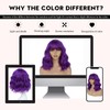 Short Wavy Purple Bob Wig with Bangs Synthetic Wigs for