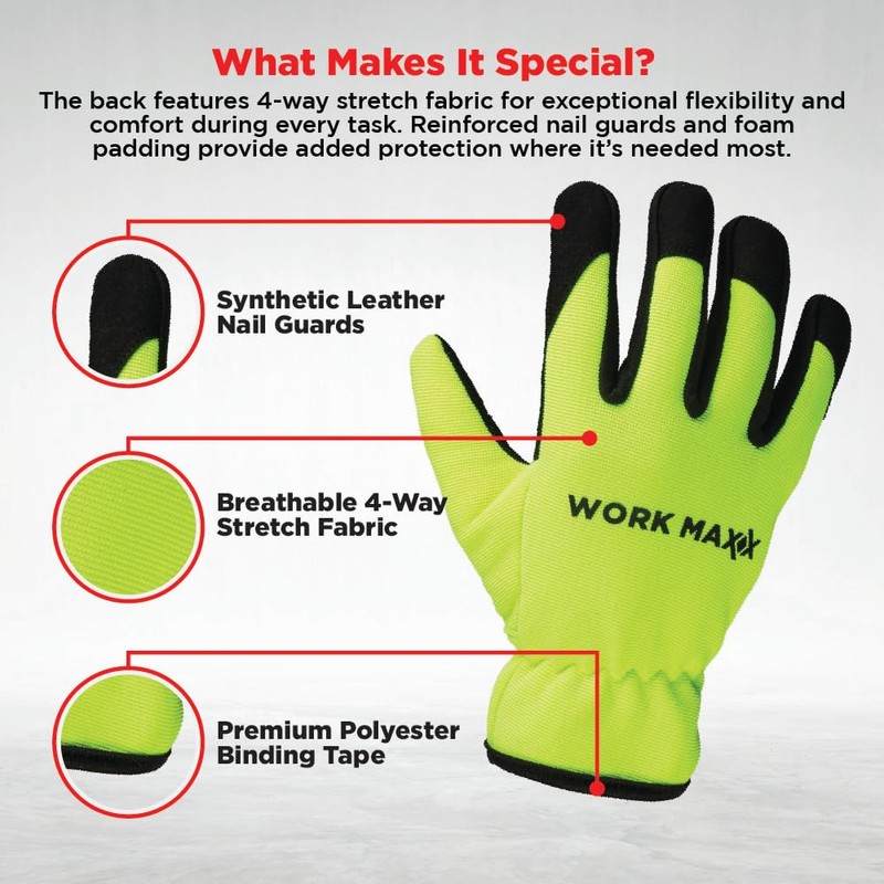 WORK MAXX Thorn-Proof Gardening Gloves – Heavy-Duty Protection for Roses,
