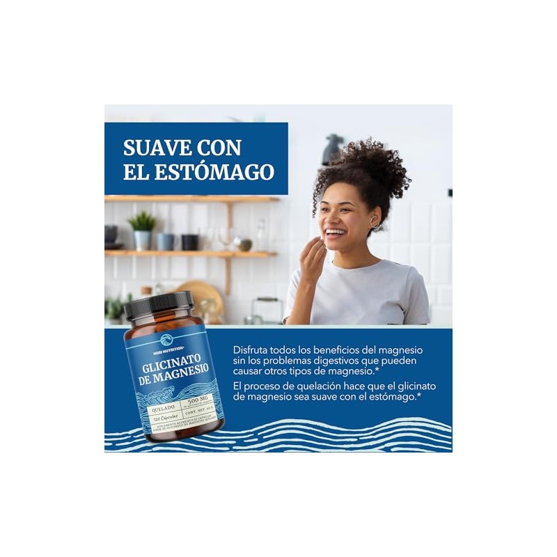 Glicinato Magnesio 500 Alta Absorción Vegano 120 Cápsulas Mejora Sueño