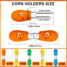 AUGSUN Corn Holders, 10Pcs/5 Pairs Corn Cob Holders Sets, Funny Faces Stainless Steel Corn on The Cob Holders BBQ Fork Skewers for Home Cooking Parties Camping (Multicolor)