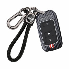 ontto Car Key Holder Fit for Avalon Tacoma Tundra 4Runner Prius RAV4 Camry Highlander Sequoia Cruise Corolla 2012-up,Antiscratched Key Fob Cover with Keychain,3-Button-White-Red-Strips
