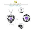 SOULMEET Sterling Silver Sunflower Birthstone February Simulated Amethyst Locket Necklace