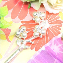 Miaomyao Kanzashi, Kanzashi Kanzashi, One Piece, Kimono, Tsumasode, Hair Ornament, Metal, Pair, Couple, Antique Flower, Cherry Blossom, Plum Blossom, Flower Motif, Pearl, Silver, Hair Accessory (Peach Blossom)