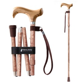 Merry Sticks Lightweight Foldable Walking Canes for Women and Men, Adjustable & Collapsible Walking Stick for Seniors, Balancing Mobility Aids, Ergonomic Handle & Wrist Strap - Rosewood