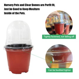 Plant Nursery Pots with Humidity Domes, 25 Sets 4 Inch Soft Nursery Pots Quality Ones (25 Red Pots + 25 Clear Lids), Seeds Starter Pots Small Planter Containers