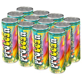 Genepro Real Tea + Protein Groovy Lemon Flavor, Workout Recovery & Energy Boost - Hydration & Protein with All Natural Flavors & Sweeteners - Protein 15g - Fruit, Beverage - Specification: 12 Pack - 12oz Cans, Flavour: Whey