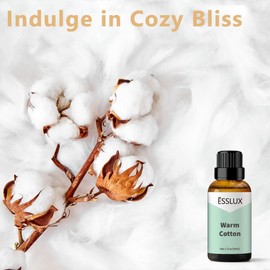 ESSLUX Warm Cotton Fragrance Oil 30ml &100ml, ESSLUX Aromatherapy Essential Clean Scented Oils for Diffuser, Massage, Soap, Candle Making Scents, Perfume, Home Fragrance