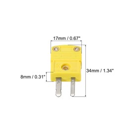 sourcing map K Type Thermocouple Wire Connector Plug Socket Adapter High Temperature 220°C (428°F) for Thermocouple Sensor Sensor Yellow Pack of 3