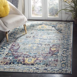 Safavieh Crystal Collection CRS503D Teal and Purple Distressed Area Rug (6'7" x 9'2")
