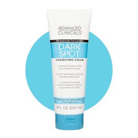 Advanced Clinicals Dark Spot Therapeutic Cream with Vitamin C. Hydroquinone Free. For Age Spots, Blotchy Skin. Face, Hands, Body. Large 8oz Tube.