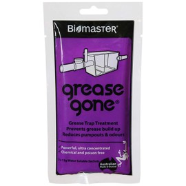 Biomaster Grease Gone Grease Trap Cleaner Treatment, Turns Fat, Oil and Grease to Water, Reduces Odors and Pump-Outs (2 Sachets)