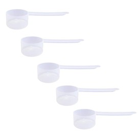 Plastic Measuring Scoop, (43 cc | 1.5 Oz. | 43 mL) Long Handle Spoons for Powders, Granules, Coffee, Pet Food, Baking Supplies, Protein and Other Dry Goods, BPA Free (Set of 5)