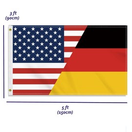 Large 90 x 150 cm Germany USA Flag, Large 150D German America American Friendship Banner, Durable Germany Flag Doube Side Print Decor Brass Eyelets Large USA