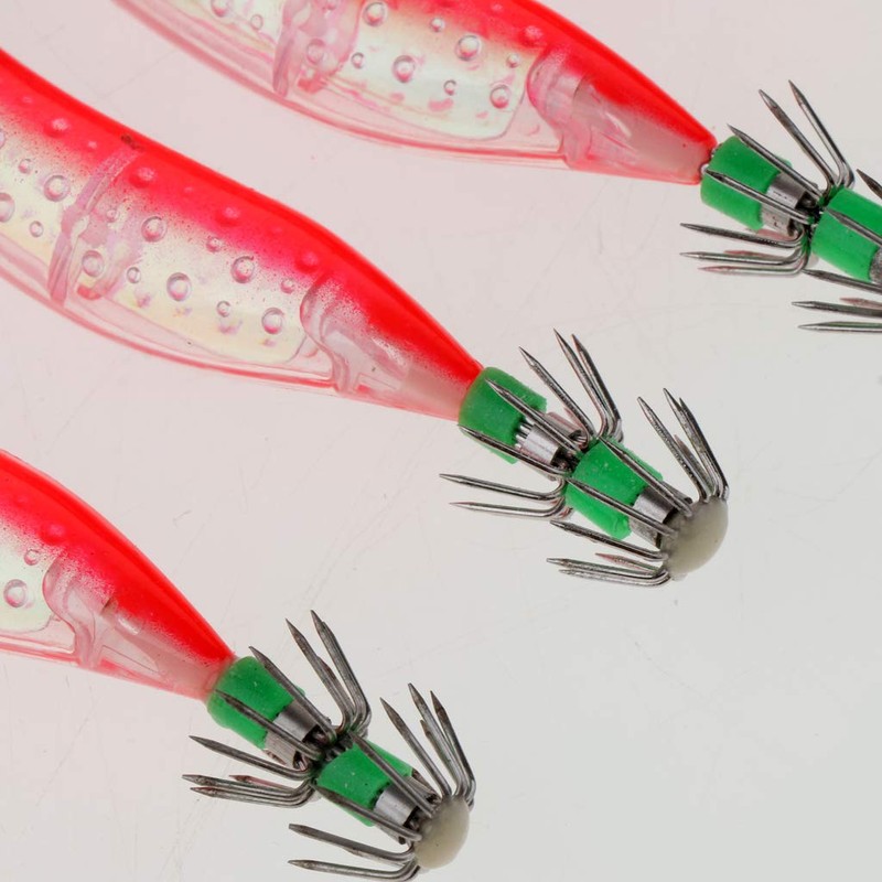 Perfeclan 5 Pieces Luminous Squid Jigs Saltwater Hooks for Fishing