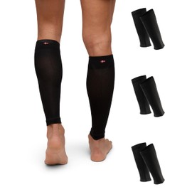 DANISH ENDURANCE Calf Compression Stockings Footless Calf Sleeve Compression Sleeves 21-26mmHg for Men & Women 1 Pair & 3 Pairs, 3 Pairs Black