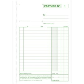 Exacompta - Ref. 3278AE - 1 Manifold INVOICES - with VAT mention - 50 numbered carbonless sheets in 2 copies (1 original + 1 copy) - size 210 x 148 mm - made in France