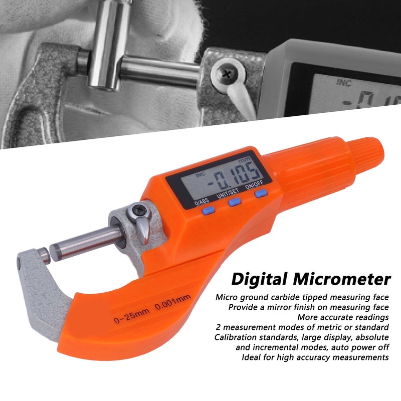 Digital Micrometer Electronic Spiral Thickness Measuring Tool 0.001mm Resolution Gauge