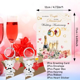 60th Wedding Anniversary Card, Diamond Wedding Anniversary Cards, 60 Years Anniversary Card, Sixtieth Anniversary Keyring Gifts for Couple (60th)