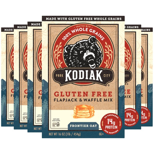 Kodiak Cakes Frontier Oat Gluten Free Protein Pancake and Waffle Mix, 16oz (Pack of 6)