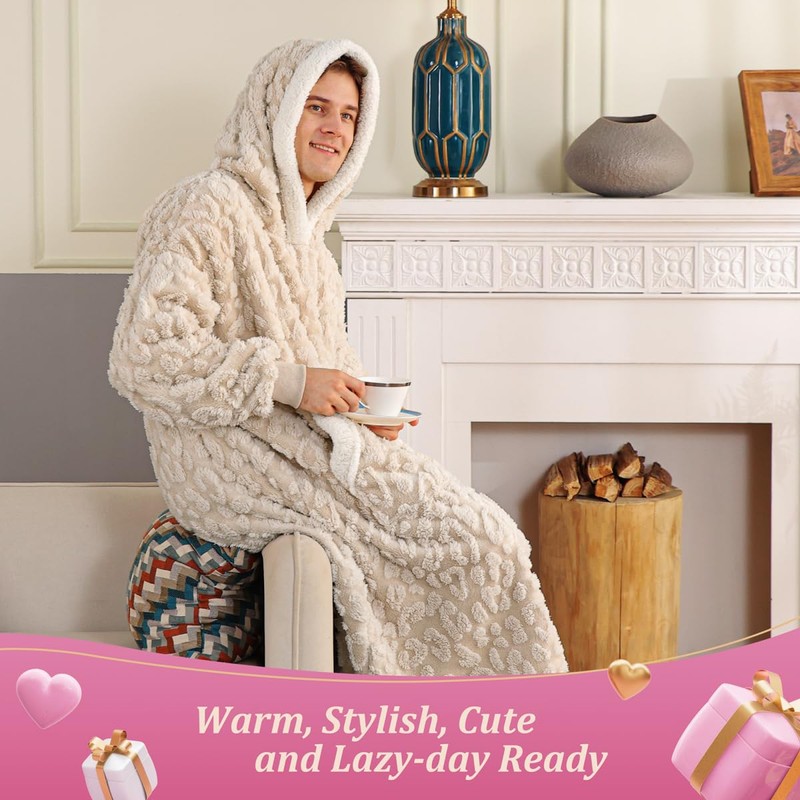 KAWAHOME 3D Pattern Wearable Blanket Hoodie Oversized Warm for Women