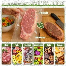 FUNFERY Precut Vacuum Sealer Bags for food, 100 Gallon 11" x 16", Food Long-Term Storage and Sous Vide Commercial-Grade Bag, BPA Free for Microwave, Boiling,Sous Vide, Refrigerator