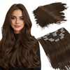 Ugeat Real Hair Extensions Dark Brown Clip 40 cm Remy