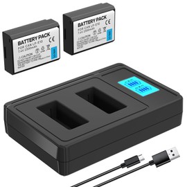 LP-E8 Battery Charger Pack, 2-Pack Battery & Dual Slot Charger, Compatible with Canon EOS Rebel T2i, T3i, T4i, T5i, 550D, 600D, 650D, 700D, Kiss X4, X5, X6i, X7i Cameras &More(Not for T2 T3 T4 T5)