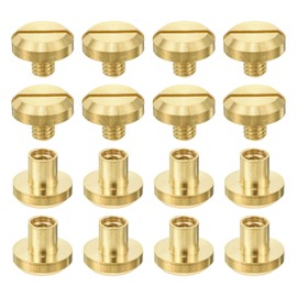 sourcing map 8Pcs Brass Chicago Screw, 5mm Concave Leather Rivets Belt Screw Binding Stud Nail Rivets Fasteners for Leathercraft Belt Jean DIY