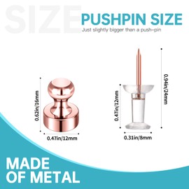 Pack of 8 Rose Gold Magnets Pink Push Pins Magnets Ideal Whiteboard Magnets Refrigerator Magnet Adult Small Strong Magnets for Kitchen Classroom Office