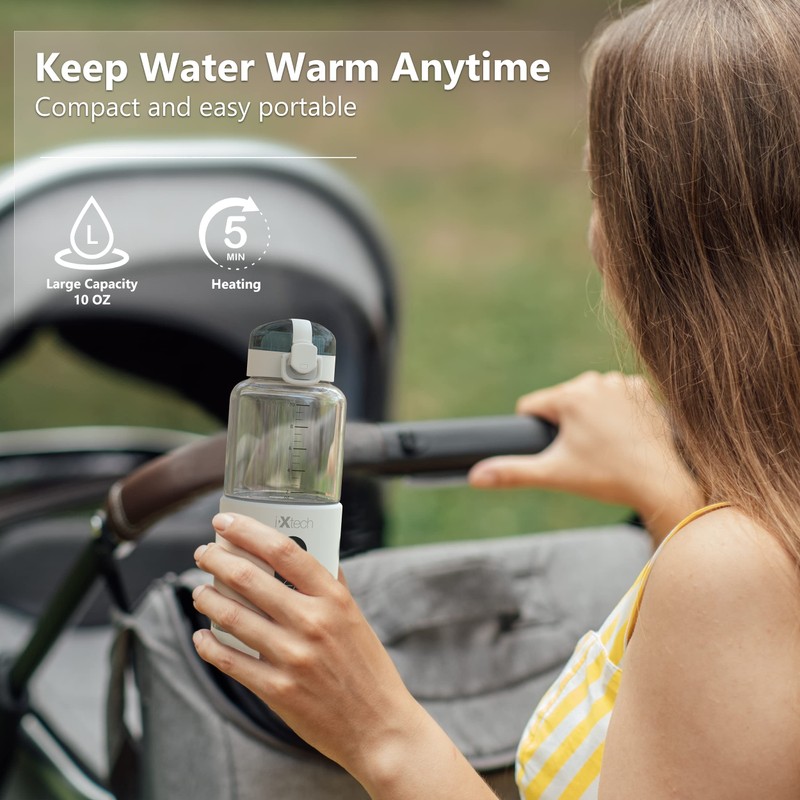 IXTECH Portable Water Warmer for Baby Formula, Milk Warmer for