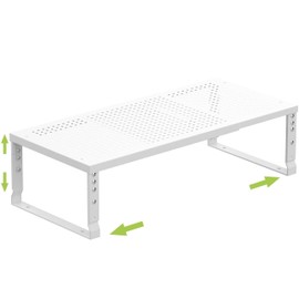 Jojocross Expandable Cabinet Shelf Organizer Storage Spice Rack Shelves for Kitchen Stackable Adjustable Pantry Cupboard Bathroom Countertop Desktop(1Pack/White/Medium-with Hole)