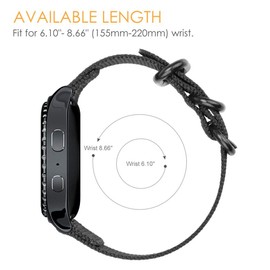 FINTIE Strap Compatible with Garmin Vivoactive 3 Music/Vivoactive 3/Venu/Vivomove HR/Luxe/Style/Forerunner 245/645 Music Smartwatch - Soft Nylon Replacement Band with Adjustable Closure, Black