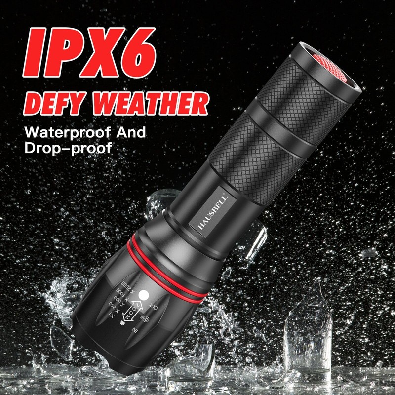 HAUSBELL A100 LED EDC Flashlights High Lumens,Bright, Zoomable, Waterproof, Powerful,