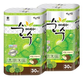 100 Natural pulp non-fluorescent miso erased pure water 30 rolls 2 pieces Total 60 rolls / 100 천연펄프 무형광 미소지움 순수 30롤 2개총60롤
