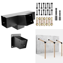 DEVALLEY 15° Angled Pegola Roof Bracket kit,4-Way Slanted Post Contector Bracket with Wall Mount Post Base for 4x4 (Actual:3.5" x3.5) Lumber,DIY Woodwork Bracket for Pavilion,Porch,Deck(2Pack)