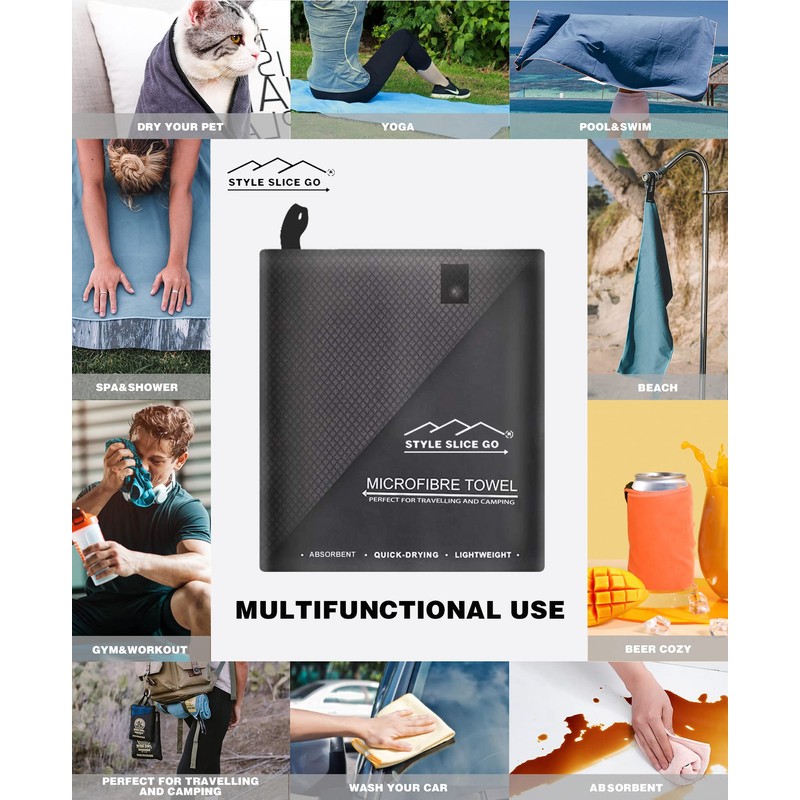 Style Slice Go Microfiber Towel Quick-dry Lightweight Super Absorbent Travel